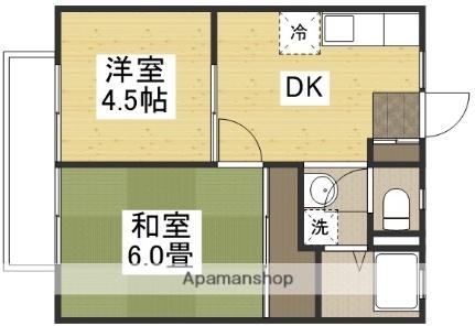 岡山県倉敷市中島(賃貸アパート2DK・2階・35.90㎡)の写真 その2