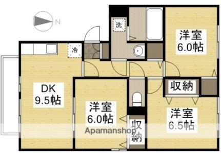 岡山県岡山市北区今３丁目(賃貸アパート3DK・1階・65.46㎡)の写真 その2