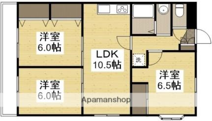 岡山県岡山市北区辰巳(賃貸マンション3LDK・3階・66.78㎡)の写真 その2