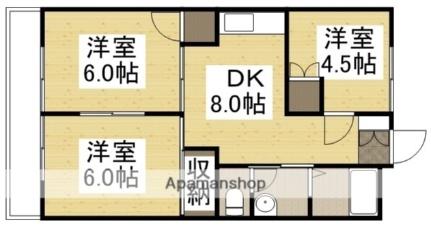 赤田ハイツ 605｜岡山県岡山市中区赤田(賃貸マンション3DK・6階・57.10㎡)の写真 その2