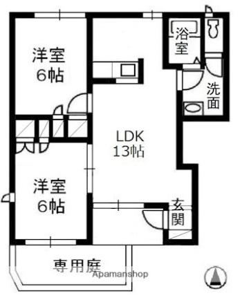 ガーデンパレス　Ｂ 102｜岡山県倉敷市西阿知町(賃貸アパート2LDK・1階・52.00㎡)の写真 その2