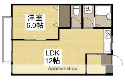 プチパール55 203｜岡山県倉敷市西中新田(賃貸アパート1LDK・2階・39.01㎡)の写真 その2