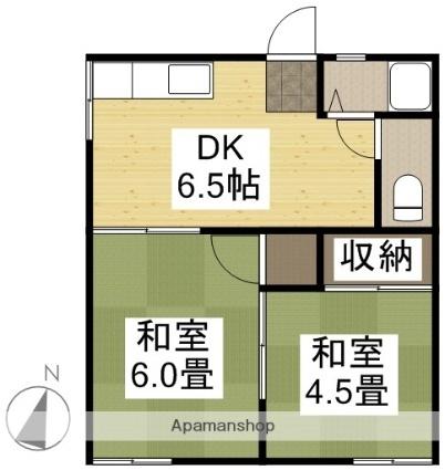 下瀬アパート 201｜岡山県倉敷市青江(賃貸アパート2DK・2階・30.48㎡)の写真 その2
