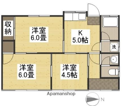 中島塩津様借家　110 1｜岡山県倉敷市中島(賃貸一戸建3K・1階・47.21㎡)の写真 その2