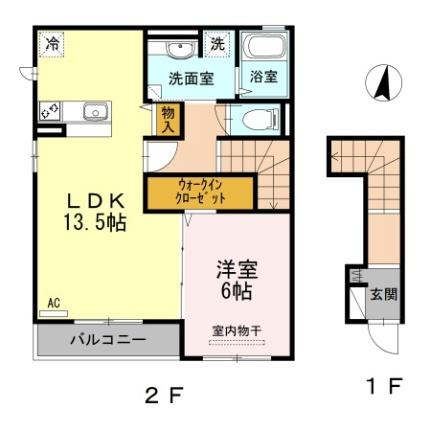 サニーサイドＣ 201 ｜ 岡山県倉敷市沖新町（賃貸アパート1LDK・2階・55.11㎡） その2