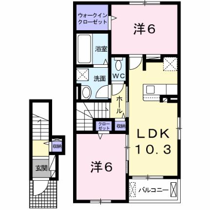 フラン　アンジュI 203｜岡山県倉敷市連島町鶴新田(賃貸アパート2LDK・2階・56.58㎡)の写真 その2