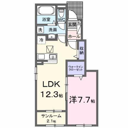 サンシャインヒルズIII　Ｂ 105｜岡山県岡山市南区迫川(賃貸アパート1LDK・1階・50.14㎡)の写真 その2