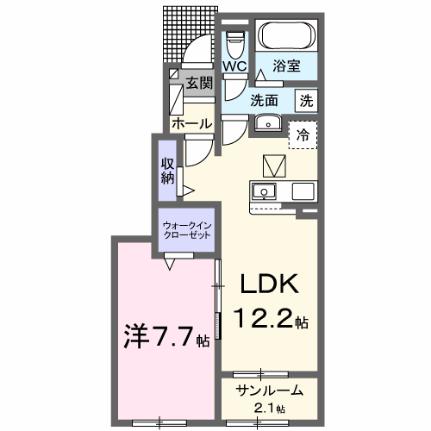 ラフィーネ・ヴィシン 102｜岡山県倉敷市大内(賃貸アパート1LDK・1階・50.14㎡)の写真 その2