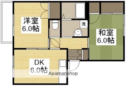 岡山県岡山市北区平野(賃貸アパート2DK・2階・42.72㎡)の写真 その2