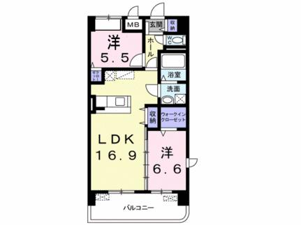 グランツ倉敷 401｜岡山県倉敷市阿知１丁目(賃貸マンション2LDK・4階・68.49㎡)の写真 その2