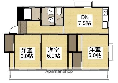 岡山県倉敷市西中新田(賃貸マンション3DK・2階・63.39㎡)の写真 その2