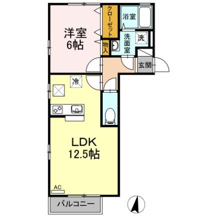 岡山県倉敷市沖新町(賃貸アパート1LDK・1階・43.74㎡)の写真 その2