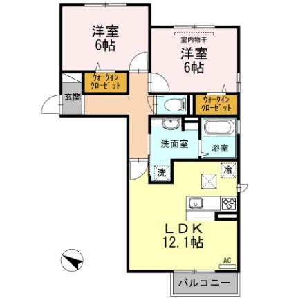 岡山県倉敷市西富井(賃貸アパート2LDK・1階・59.61㎡)の写真 その2