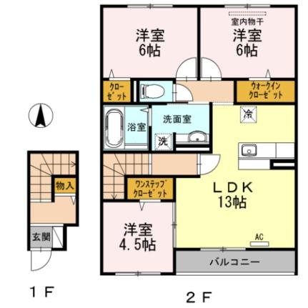 岡山県倉敷市玉島乙島（賃貸アパート3LDK・2階・75.44㎡） その2