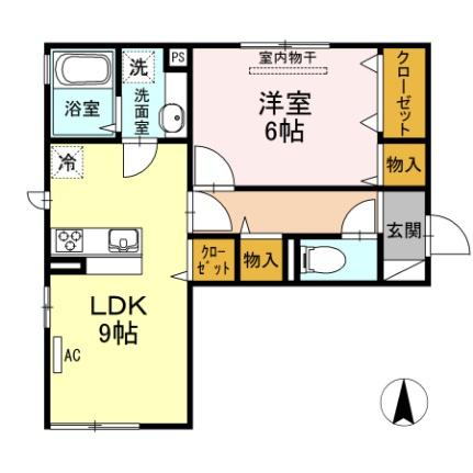 岡山県倉敷市幸町(賃貸アパート1LDK・2階・41.23㎡)の写真 その2