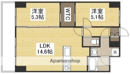 岡山県倉敷市老松町３丁目(賃貸マンション2LDK・8階・56.32㎡)の写真 その2