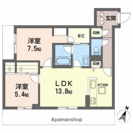 岡山県倉敷市上富井(賃貸マンション2LDK・1階・67.51㎡)の写真 その2