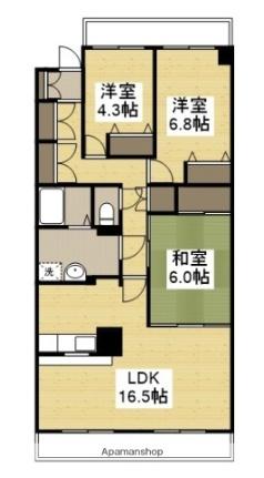 岡山県倉敷市日吉町(賃貸マンション3LDK・2階・75.05㎡)の写真 その2