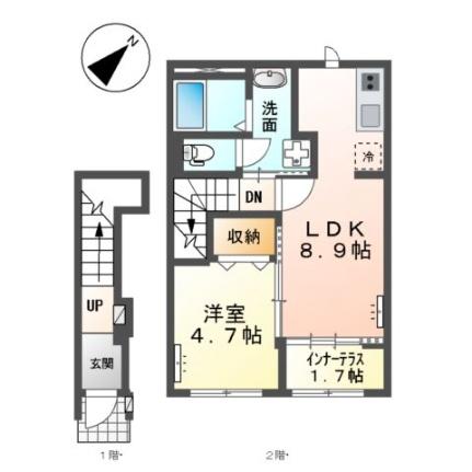 仮）スターテラス鶴新田 202｜岡山県倉敷市連島町鶴新田(賃貸アパート1LDK・2階・42.31㎡)の写真 その2