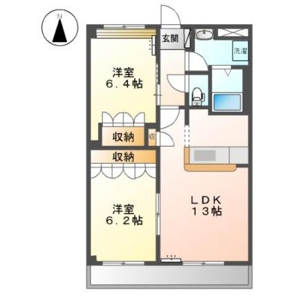 ヴェルドミール豊浜 107｜岡山県岡山市南区豊浜町(賃貸アパート2LDK・1階・57.33㎡)の写真 その2