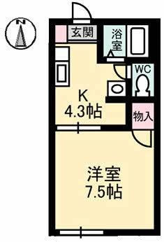 岡山県岡山市北区平野(賃貸アパート1K・1階・24.50㎡)の写真 その2