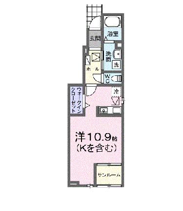 マーベラスＫ3　Ｂ 101｜岡山県岡山市北区田中(賃貸アパート1R・1階・35.19㎡)の写真 その2