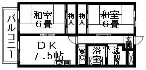 ニューマリッチハピネス 305｜岡山県岡山市南区新福１丁目(賃貸マンション2DK・3階・48.48㎡)の写真 その2