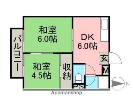 岡山県岡山市北区下伊福本町(賃貸アパート2DK・2階・35.00㎡)の写真 その2