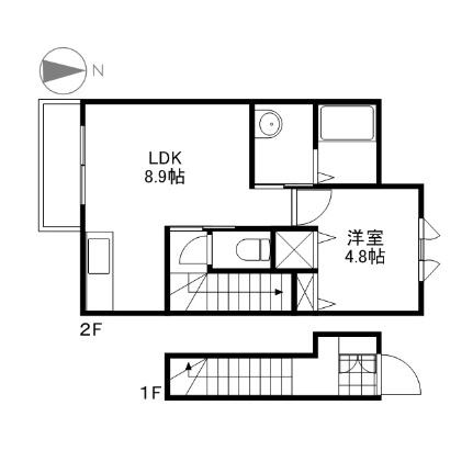 岡山県岡山市北区今６丁目（賃貸アパート1LDK・2階・41.78㎡） その2