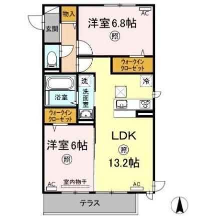 岡山県岡山市中区高屋(賃貸アパート2LDK・1階・59.92㎡)の写真 その2