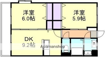 岡山県総社市中央４丁目(賃貸マンション2DK・3階・52.44㎡)の写真 その2