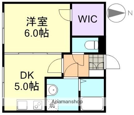 岡山県倉敷市上東(賃貸アパート1DK・1階・34.20㎡)の写真 その2