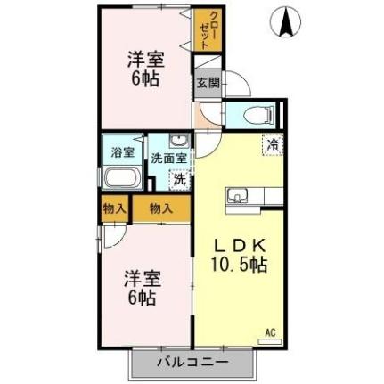 岡山県倉敷市沖(賃貸アパート2LDK・2階・50.39㎡)の写真 その2