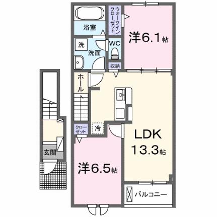 エディ 203｜岡山県井原市木之子町(賃貸アパート2LDK・2階・59.58㎡)の写真 その2