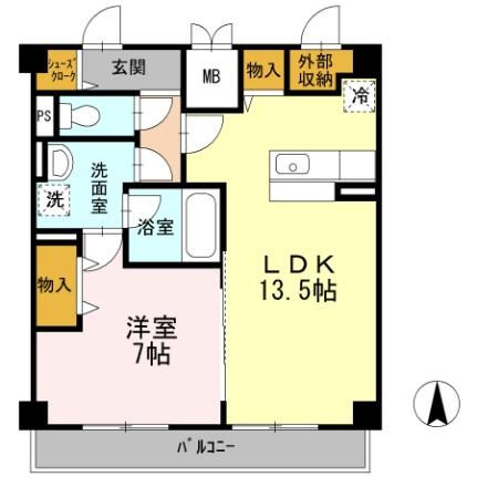 岡山県岡山市北区田町２丁目(賃貸マンション1LDK・3階・49.82㎡)の写真 その2