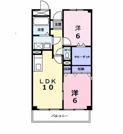 マーベラス豊成 201｜岡山県岡山市南区豊成２丁目(賃貸マンション2LDK・2階・55.95㎡)の写真 その2