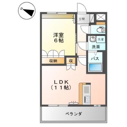 サンテ・フルール 202｜岡山県倉敷市西阿知町新田(賃貸アパート1LDK・2階・41.04㎡)の写真 その2