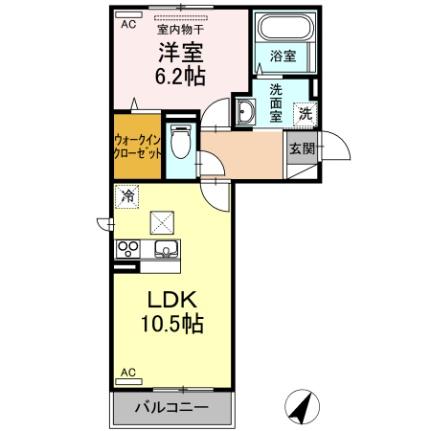 クリエ ｜岡山県岡山市南区西市(賃貸アパート1LDK・1階・42.93㎡)の写真 その2