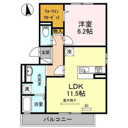 メゾン・ド・シュクル ｜岡山県倉敷市中畝４丁目(賃貸アパート1LDK・2階・46.72㎡)の写真 その2