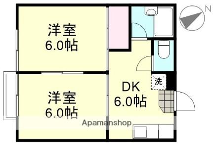 岡山県倉敷市中島(賃貸アパート2DK・2階・35.09㎡)の写真 その2