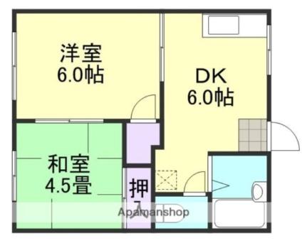 岡山県倉敷市東富井(賃貸アパート2DK・1階・30.48㎡)の写真 その2