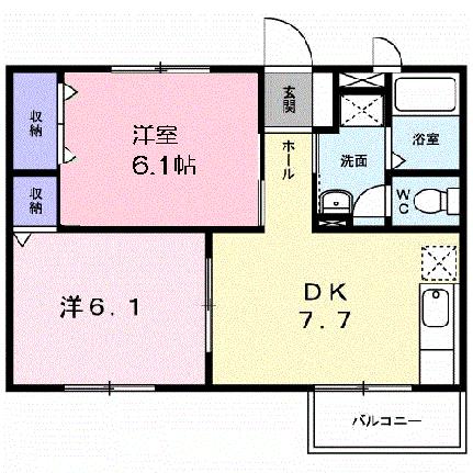 ニューエルディム北畝Ｂ 102｜岡山県倉敷市北畝６丁目(賃貸アパート2DK・1階・47.22㎡)の写真 その2