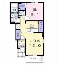 エトワール　ポレール　I 102 ｜ 岡山県倉敷市中島（賃貸アパート1LDK・1階・45.77㎡） その2