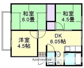 岡山県倉敷市中庄(賃貸アパート3DK・2階・45.20㎡)の写真 その2