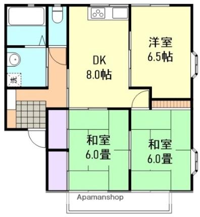 パークハイム ｜岡山県倉敷市白楽町(賃貸アパート3DK・2階・53.20㎡)の写真 その2