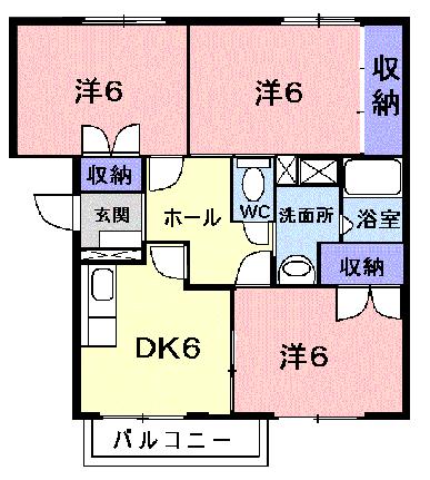 ビラ，エトワールＢ 202｜岡山県岡山市南区箕島(賃貸アパート3DK・2階・63.54㎡)の写真 その2