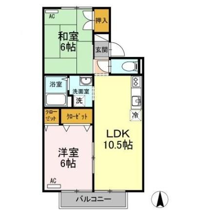 エクセル片岡　Ｂ棟  ｜ 岡山県倉敷市南畝３丁目（賃貸アパート2LDK・2階・50.39㎡） その2