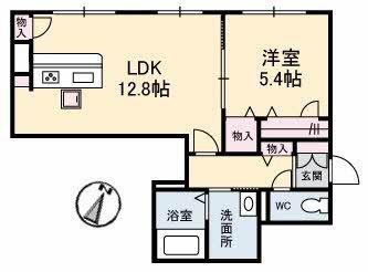 ソルブライト　Ｂ棟 ｜岡山県倉敷市西阿知町(賃貸マンション1LDK・1階・46.67㎡)の写真 その2