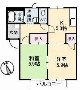 フレグランス倉敷  ｜ 岡山県倉敷市広江２丁目（賃貸アパート2K・2階・42.98㎡） その2