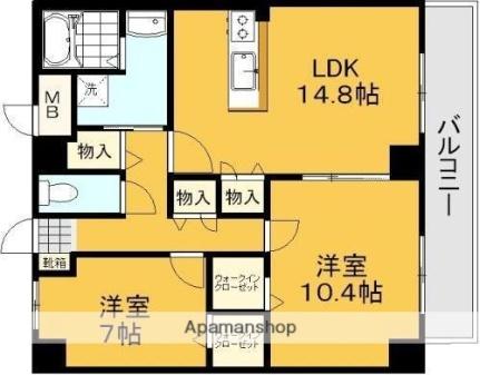 マリベール老松 605｜岡山県倉敷市老松町４丁目(賃貸マンション2LDK・6階・76.95㎡)の写真 その2